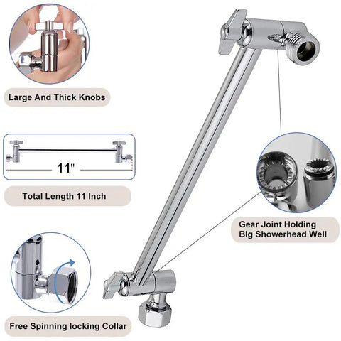 11 inch arm for High Pressure Stainless Square Rain Shower Head With Arm Delivers Full Body Coverage And Soothing Waterfall