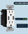 10 Pack 3.6A USB Wall Outlet Charger with Dual USB Ports 5V 3.6A Total, 15A Duplex Receptacles, UL Listed, IntelliChip Tech, White