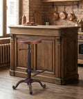 Industrial Retro Farm Tractor Stool Swivel Height Adjustable Bar Stool For Kitchen Counter Copper Finish Cast Iron Frame