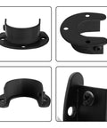 Built Tough Black Closet Rod Brackets 6 Pack Wall Mount Pole Holders For 1 1 4 Inch Curtain Poles, matte black brackets close-up.