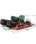Dual H Bridge DC Motor Driver for two motors, PWM speed controller 6.5V to 27V, 7A per channel, 160W peak power, side view