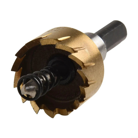 Top Notch 5 Piece Hole Saw Set With Pilot Bits For Stainless Steel Metal Aluminum Alloy Cutting Kits Gold HSS High Speed Steel Durable Tools, gold hole saw with pilot bit