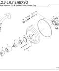 Exploded view of Metropolitan Pressure Balanced Shower Faucet With Oil Rubbed Bronze Finish components for installation.