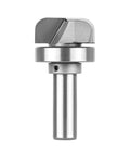 Bowl And Tray Template Router Bit With Heavy Duty Bearing Guide Half Inch Shank and One Quarter Inch Radius showing carbide cutting edge.
