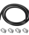 Coiled 6.5Mm ID 13Mm OD Fuel Line Hose 4.9 Ft Length NBR Heavy Duty High Pressure Heat Resistant Gas And Oil Hose With 4 Clamps