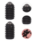Rock Solid Spring Loaded Ball Plunger Set Screws M4x6 Hex Socket Cup Points 50 Pack showing close-up of black stainless steel hardware.