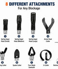 Heavy Duty Cable Drain Auger Bit Set With 1/2 And 3/8 Inch Steel Cutting Heads Crafted For Bluerock Sds200b Pipe Snake Kit displaying 8 attachments.