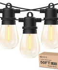 Outdoor String Lights 50ft Commercial Grade LED Patio Lighting With 16 Dimmable 1W Edison Bulbs Shatterproof IP65 Waterproof