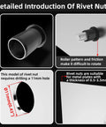 Rivet Nut Kit 50 Pieces M8x18 Black Zinc Flat Head Rivet Nuts For Thin Metal Sheets And Cabinets With Embedded Nut Application