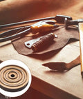 Must Have Leather Cutting Dies Set With Wooden Base Circle Cutter Dies Three Piece Inner Diameters 29.5mm 59mm 89mm for leatherwork on table