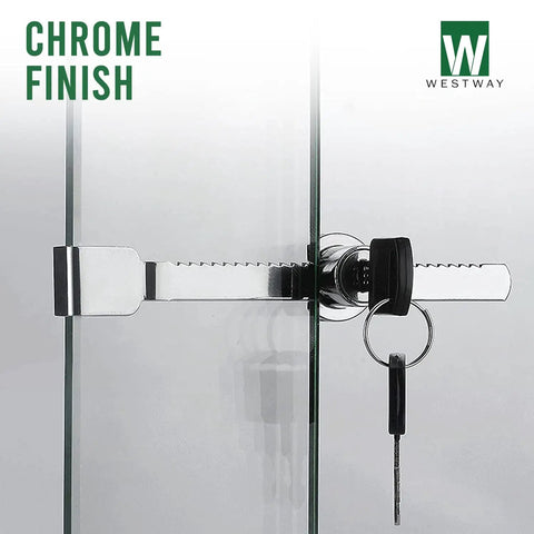 Sliding Glass Door Ratchet Lock With Chrome Finish For Cabinets And Display Showcases, Heavy Duty Rust Proof Lock That Stays Solid with key