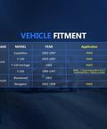 Vehicle fitment chart for Beefed Up Front Wheel Hub Bearing And Seal Kit Assembly Replacement For Ford F150 1997 2004
