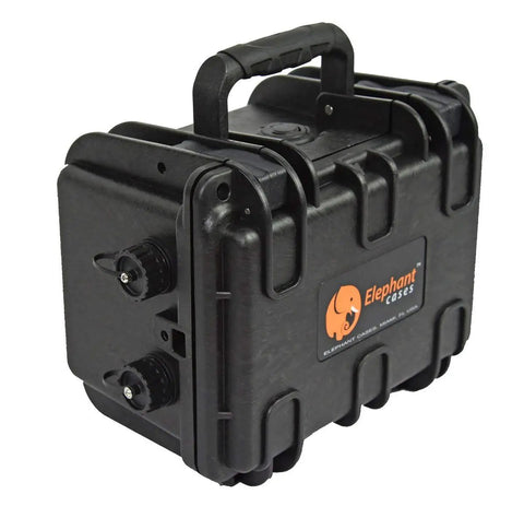 Knockout Waterproof Kayak Battery Box For Securely Housing 12V And Ah Batteries with dual connectors and rugged design.