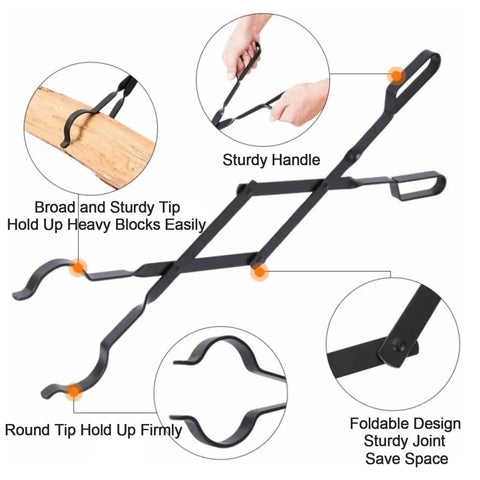 Two Piece Fire Poker And Tongs Set For Fireplace And Campfire, 32 Inch Poker Stick And 25 Inch Tongs, Log Grabber Fire Pit Tools For Indoor Outdoor Use, Durable, Safe And Easy To Maneuver