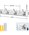White Wall Mounted Coat Rack With Four Heavy Duty Hooks 17 Inch Wooden Modern Hanger For Coats Keys Bags And More