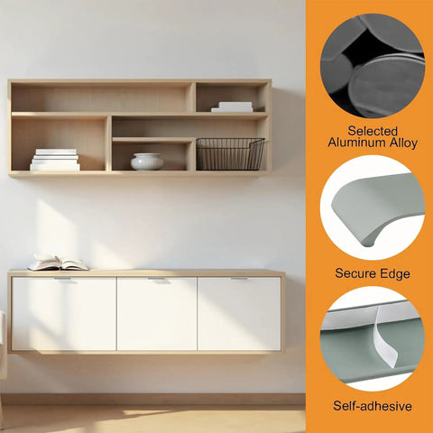 4 Pack Modern Edge Pulls for Cabinets and Drawers Curved Concealed Finger Handles detail showing secure edge design.