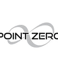 Logo of Point Zero brand featuring stylized infinity symbol in gray and black lettering.