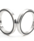 Ride Smooth With This Bike Headset Bearing Set 40 X 52 X 7 Mm Sealed Grease Packed 45/45 Degree Balls For 1-1/2 Inch Headset Repair Parts Pack Of 2 Durable, showing two silver bearings