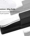 Premium alloy pedal with smooth design and text overlay for Sustain Pedal For Keyboard Universal With Polarity Switch And One Quarter Inch Plug.