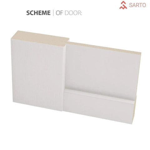 Cross-section of Barn Bypass Sliding Doors 84 By 96 Inches With 6.6 Ft Heavy Duty Rails Kit in White Ash Finish Steel Set