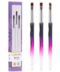3 Piece Nail Art Clean Up Brush Set with Flat, Oval, and Fine Angled Heads for Quick Clean Up of Polish Mistakes Around Cuticles