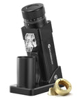 Legendary Electric Coffee Grinder With 55mm Titanium Conical Burr And Dead Straight Stepless Dial Featuring Anti Static Tech For Dope Espresso Pulls In Your Home Rig Setup, featuring sleek black design and precision dial.