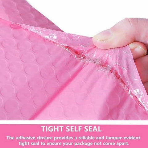 Close-up of self-seal feature on Pink 4x6 Inch Padded Bubble Mailers Pack Of 12 Self Seal Thickened Poly Envelopes