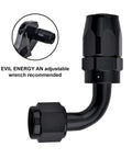 10AN 90 Degree Swivel Hose End Fitting for CPE Braided Hose Black 7/8-14 UNF Aluminum 6061-T6 with wrench insert