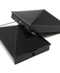 Plastic Pyramid Fence Post Caps 4x6 Nominal 3-5/8 x 5-5/8 With Pre-Drilled Holes Black or White Pack of 2. Shown in black with holes.