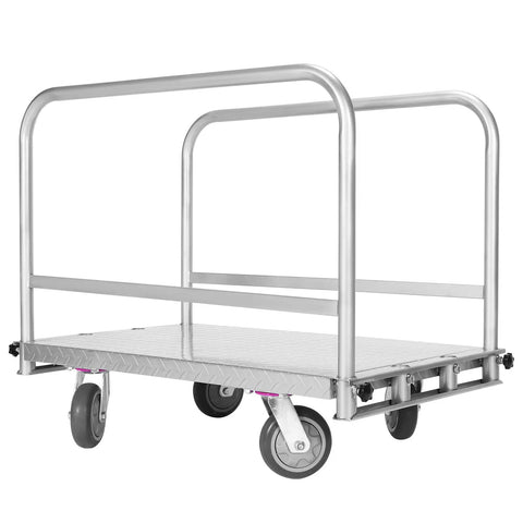 Heavy Duty Platform Truck With 2500 Lbs Steel Deck And Three Side Handrails built like a tank for transporting large items.