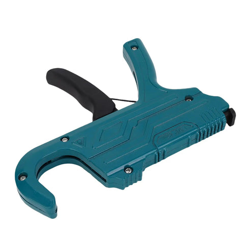 One Hand Operated Ratchet PVC Pipe Cutter For Plastic Pipes PEX PPR Hoses in teal with non-slip ergonomic grip