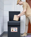 Weather Resistant Aluminum Package Delivery Sign 8X12 Please Leave Packages Here For Carriers on a parcel drop box.