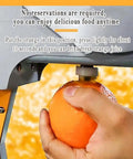 Effortless Whole Fruit Citrus Juicer Press Featuring Smart 3 Leaf Tech in use, squeezing an orange for fresh juice.