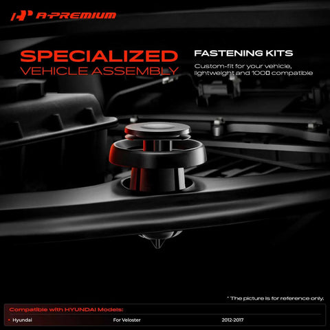 Detailed view of fastening kits compatible with Hyundai Veloster, showcasing specialized vehicle assembly design.