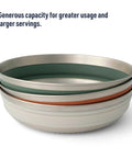Detour Stainless Steel Collapsible Camping Bowl Medium 22 Oz Green, stacked view showcasing nested design and capacity