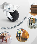 Powertec 2-inch swivel caster wheels, set of 4 with metal mounting plate and rubber wheels, 160 lb capacity