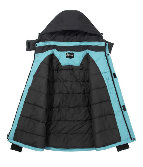 Men's Waterproof Ski Jacket Hooded Winter Coat For Snowboarding Windproof And Warm Outdoor Outerwear In Light Blue open view