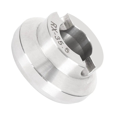 Durable Stainless Steel Watch Back Opener Die With Grooved Edges, Anti Rust Precision Tool, 35.5mm Fit, angled side view