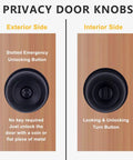 4 Pack Privacy Door Knobs Matte Black Interior Passage Keyless Round Lockset For Bedroom And Bathroom showing both sides