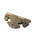 Vintage Round Flower Hinge Kit For Jewelry Boxes And Small Cabinets Rock Solid Zinc Alloy Build Top Shelf Antiqued Finish showing detailed hinge design.