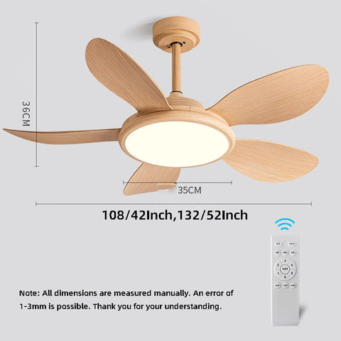 YPDJVLTI Ceiling Fans Lights 42-52Inch LED Ceiling Lamp with wooden blades and remote control, 42-52 inch size.