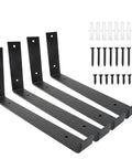 Retro Wall Shelf Brackets Set Of Four Badass Iron Supports Hella Heavy Duty Vintage Mounts For Living Room Office Kitchen Smooth Edge Indoor Outdoor Wall Decor Hardware with screws and wall anchors