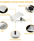 Hella Sturdy Aluminum Drywall Access Panel 16x30 Magnetic Push To Open Inspection Hatch details showing hinges and lock features.