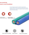 No-Sweat 22 AWG High Voltage EV Cable With Solid Tinned Copper Conductors And Heat Resistant XLPE Jacket, UL Approved 1000V For Hot Rod Builds, 25 Foot Reel includes blue and green jacket wire cross-section.