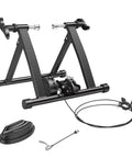Indoor Bike Trainer Stand With Magnetic Resistance For Home Rides Fits 26 To 28 Inch And 700C Wheels, side view