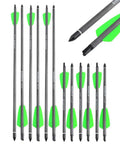 Carbon Crossbow Bolts For Hunting And Practice, 7.5 Inch Arrows With 2 Inch Vanes, 100 Grain 3 Blade Broadheads, Green