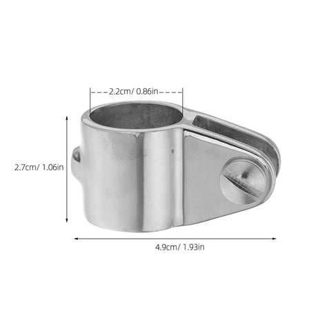22mm Stainless Steel Bimini Top Jaw Slide Connector For Boats And Patios, Corrosion Resistant Marine Hardware, No Fuss Quick Release Design, Reliable Connection, Perfect For Boat Umbrella Mounts And Outdoor Setups. Side view with 22mm opening and dimensions