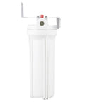 Side view of Single Cartridge Ice Machine Water Filtration System For 3 GPM Flow, 25 Micron Filter, Reduces Scale And Chlorine Taste