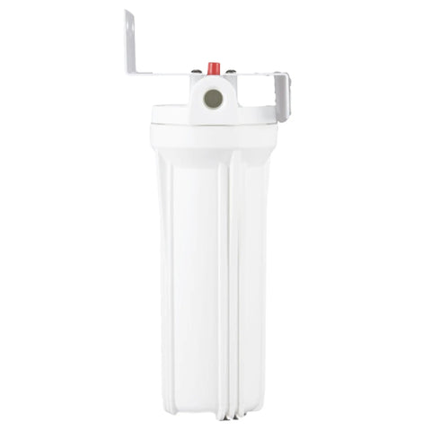 Side view of Single Cartridge Ice Machine Water Filtration System For 3 GPM Flow, 25 Micron Filter, Reduces Scale And Chlorine Taste