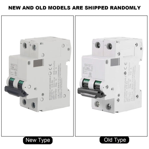 New and old models of 2-Pole 250V DC Miniature Circuit Breaker For Solar Systems, Din Rail Mount, Quick-Trip DC Breaker, C65H-DC, 32A